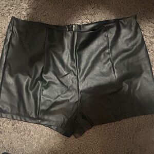 Black Faux Leather Shorts
